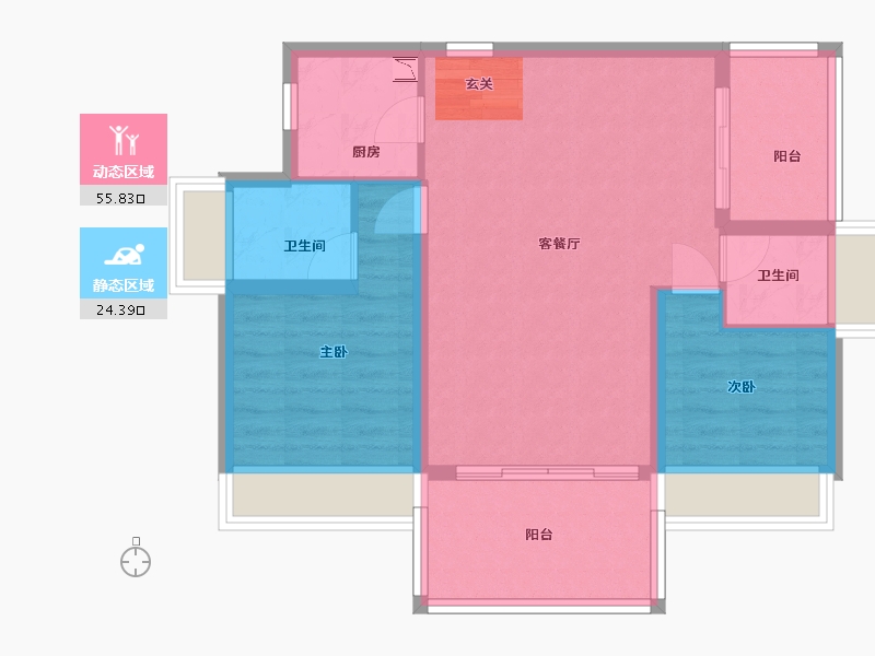 四川省-绵阳市-三汇・四季公园-71.79-户型库-动静分区