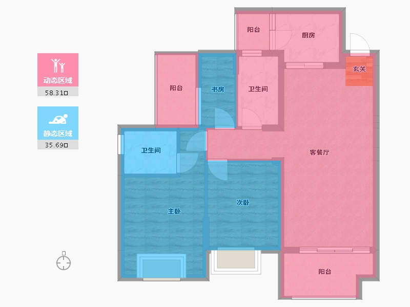 湖南省-衡阳市-中房・美丽白沙-84.03-户型库-动静分区