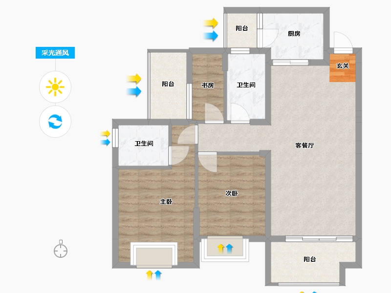 湖南省-衡阳市-中房・美丽白沙-84.03-户型库-采光通风