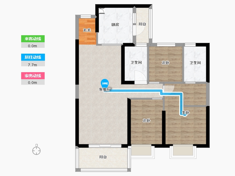 陕西省-渭南市-渭南恒大�B睿府-85.45-户型库-动静线