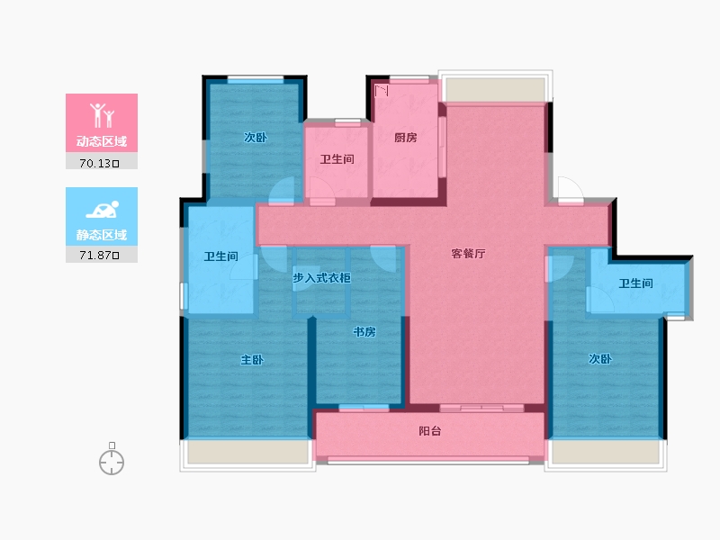 浙江省-温州市-富力中央公园二期-127.24-户型库-动静分区