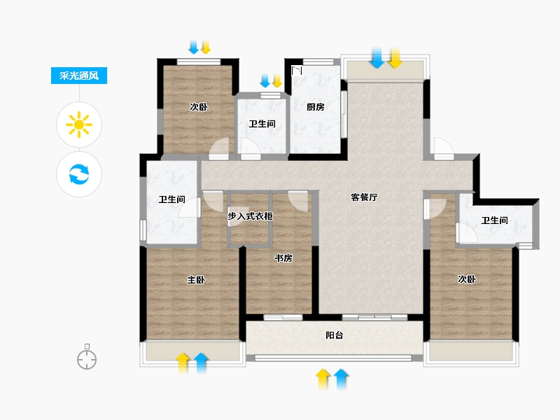 浙江省-温州市-富力中央公园二期-127.24-户型库-采光通风