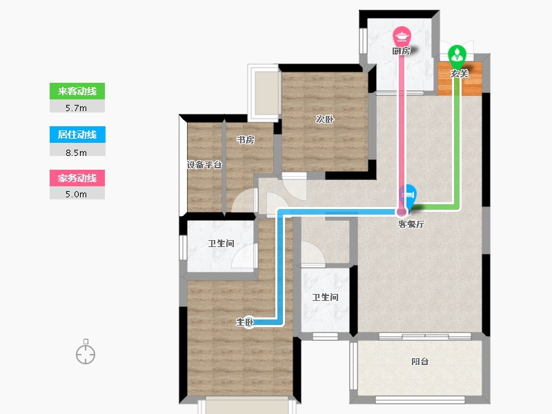 湖南省-长沙市-帝辰金缇水郡-85.49-户型库-动静线