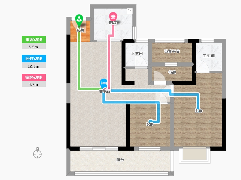 湖南省-长沙市-帝辰金缇水郡-75.72-户型库-动静线