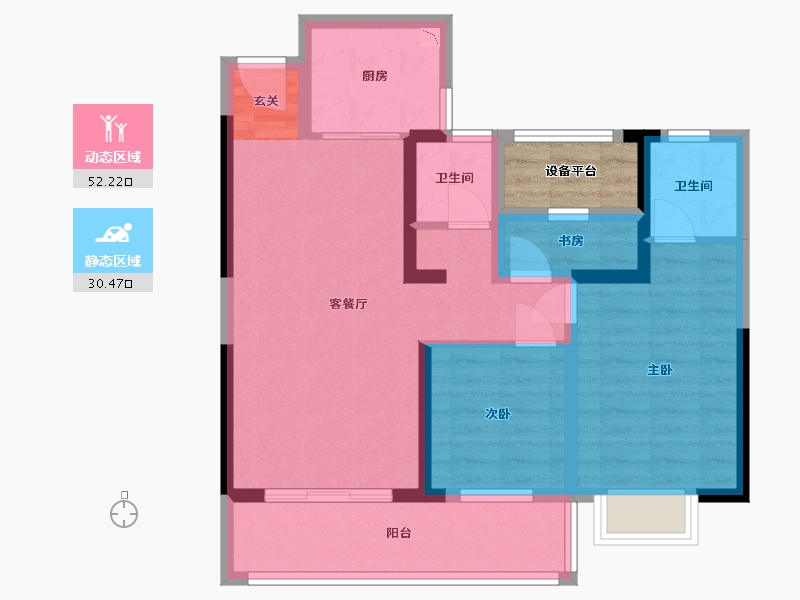 湖南省-长沙市-帝辰金缇水郡-75.72-户型库-动静分区