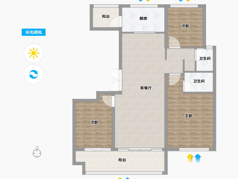 山东省-临沂市-城开上府-109.00-户型库-采光通风