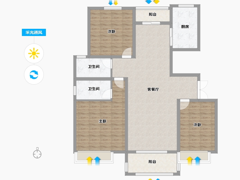 河南省-新乡市-辉县壹号城邦-125.00-户型库-采光通风