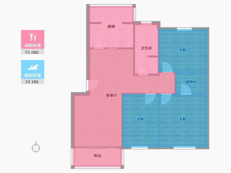 安徽省-合肥市-皖东小区-82.97-户型库-动静分区