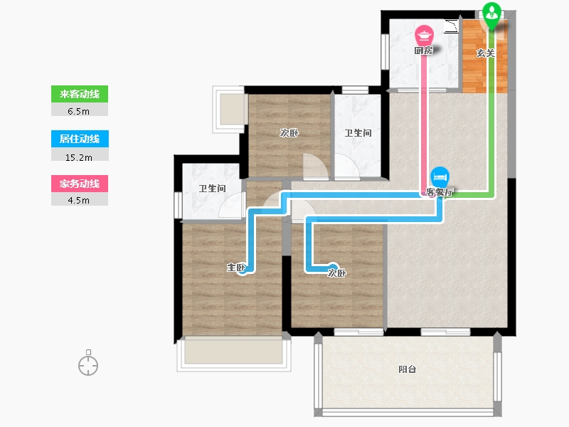 广西壮族自治区-南宁市-凯旋1号上水湾-84.06-户型库-动静线