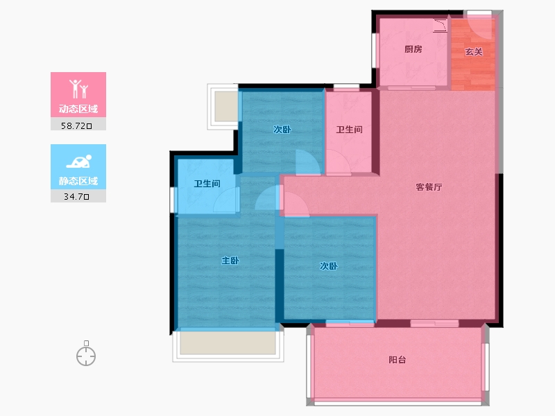 广西壮族自治区-南宁市-凯旋1号上水湾-84.06-户型库-动静分区