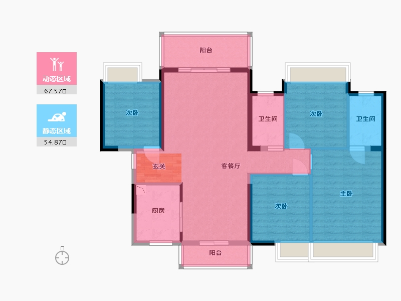 广西壮族自治区-南宁市-龙光玖珑华府-110.39-户型库-动静分区