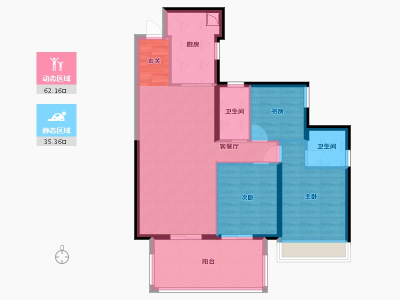 广西壮族自治区-南宁市-凯旋1号上水湾-87.50-户型库-动静分区