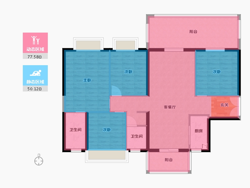 广西壮族自治区-南宁市-凯旋1号上水湾-115.48-户型库-动静分区