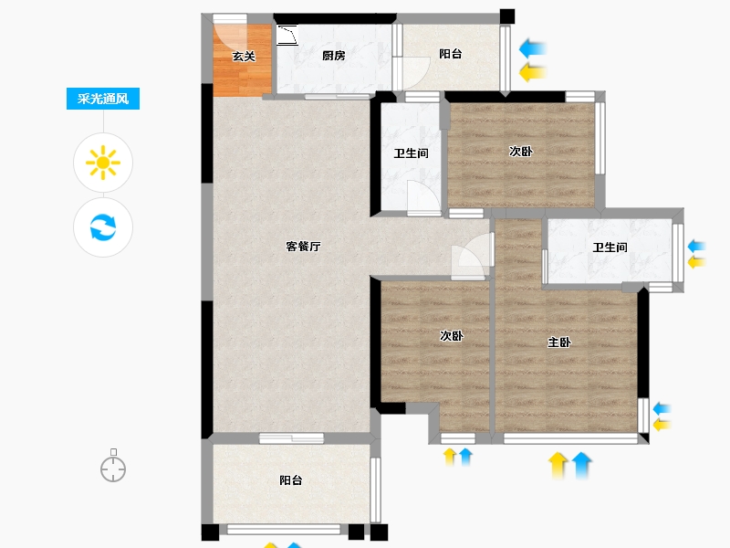 广西壮族自治区-南宁市-天健城天境-87.25-户型库-采光通风