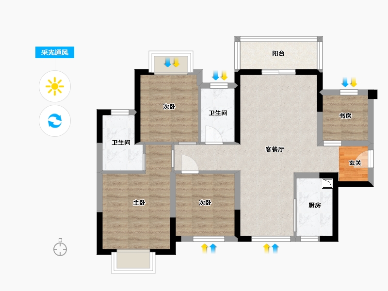 广西壮族自治区-南宁市-中梁国宾熙岸-78.13-户型库-采光通风