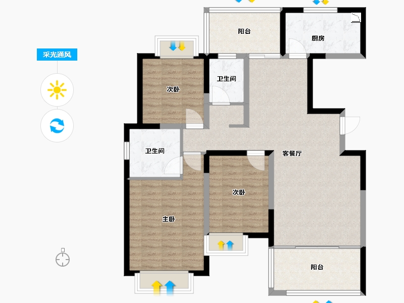 湖南省-怀化市-公园央著-106.79-户型库-采光通风