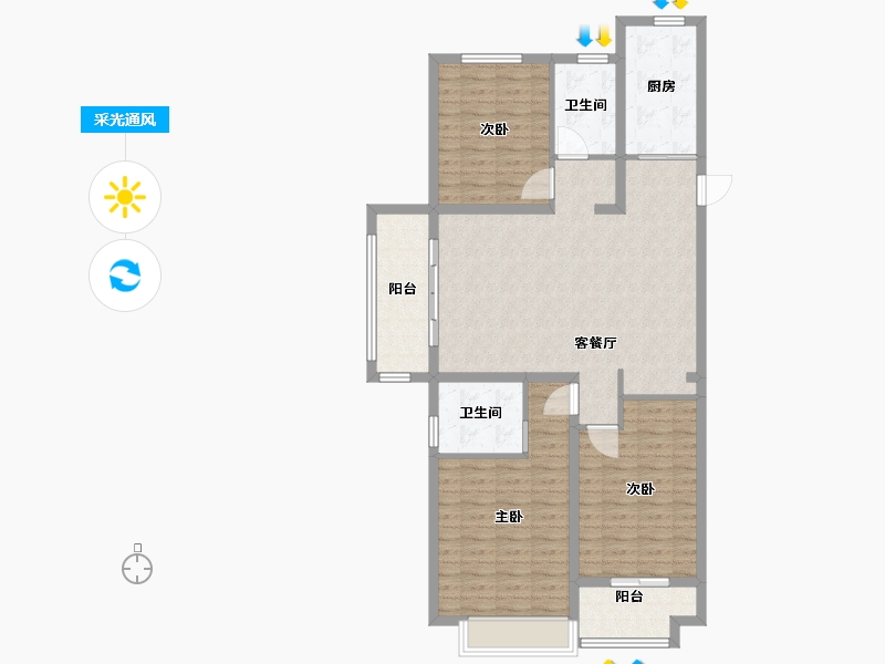 山东省-菏泽市-佳和雅园-108.00-户型库-采光通风