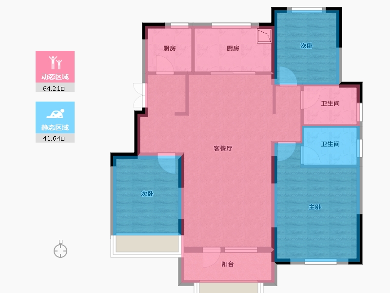 辽宁省-沈阳市-保利海德公园-94.59-户型库-动静分区