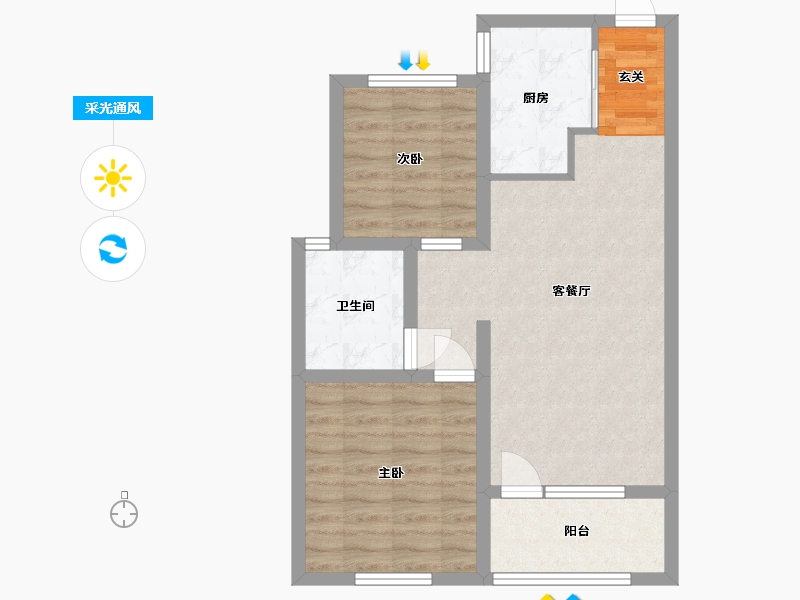 山东省-青岛市-海尔产城创衡山学府-66.40-户型库-采光通风