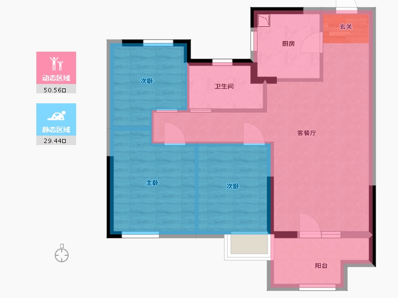 山东省-青岛市-龙湖亿联春江悦茗-71.20-户型库-动静分区