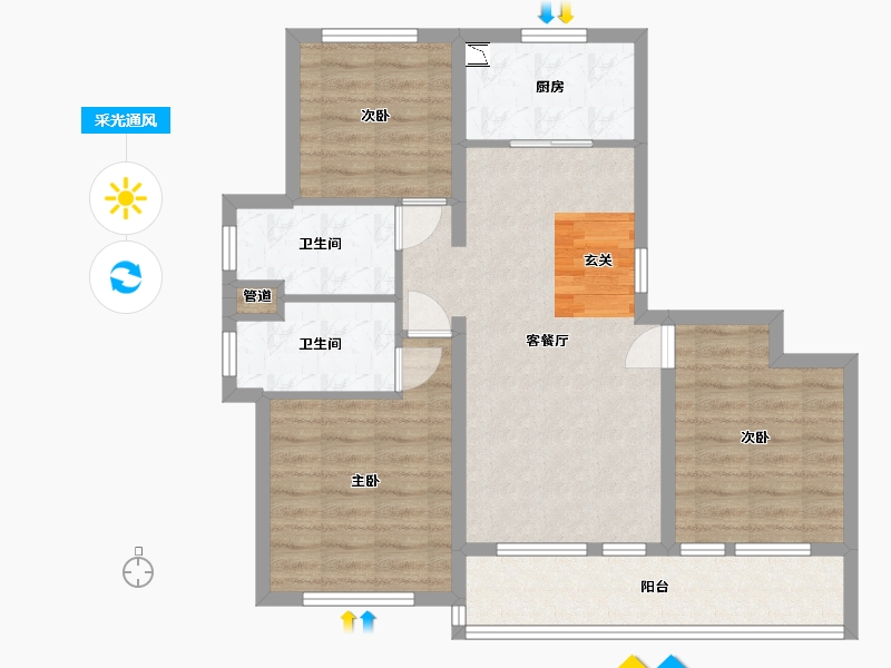 山东省-青岛市-融创・影都壹�-82.13-户型库-采光通风