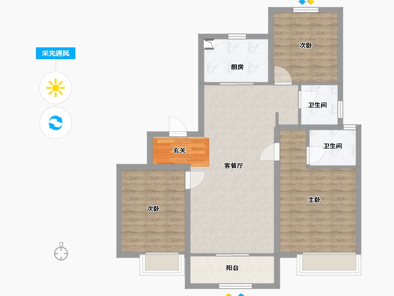 山东省-青岛市-中建锦绣天地-89.60-户型库-采光通风