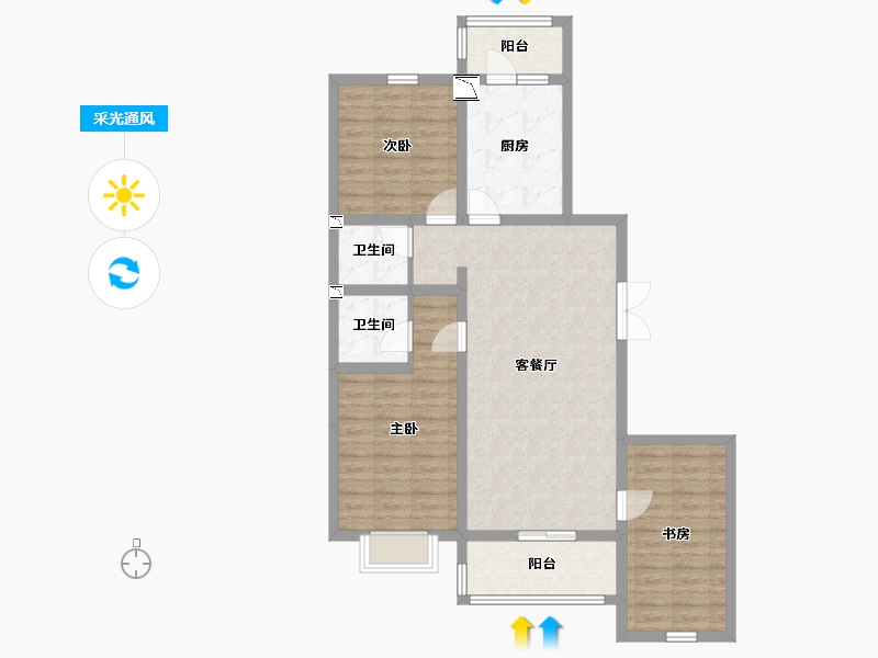 陕西省-榆林市-新华小区-94.16-户型库-采光通风