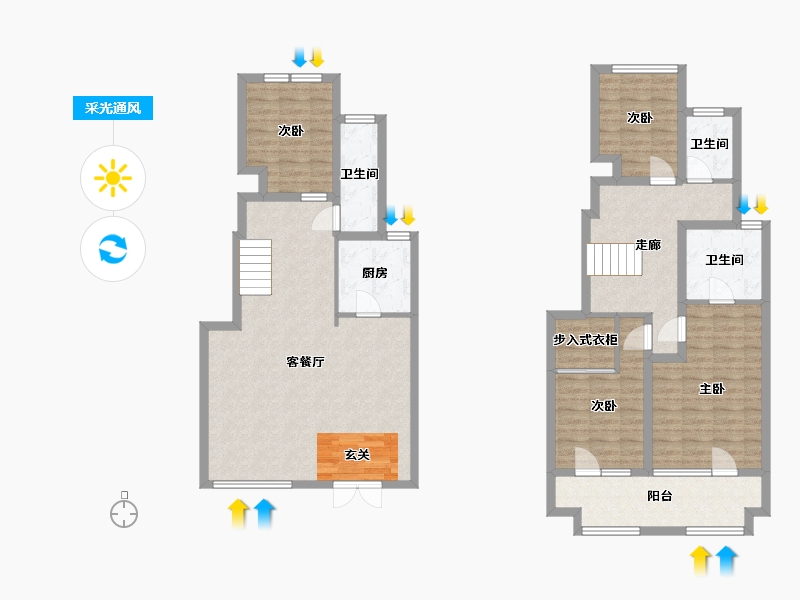 山东省-青岛市-红星国际广场-129.59-户型库-采光通风