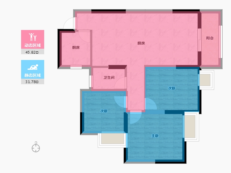 广西壮族自治区-柳州市-栗园新居-68.78-户型库-动静分区