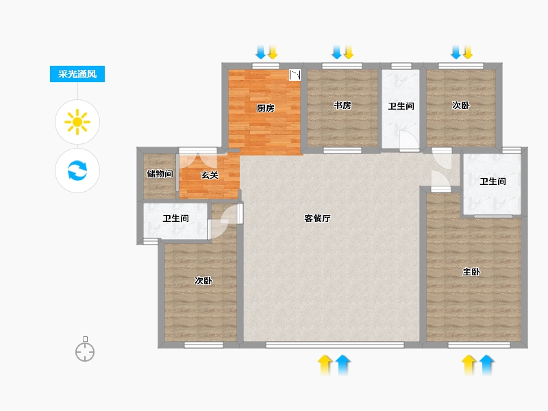 山东省-青岛市-绿地凤栖澜�h-135.10-户型库-采光通风