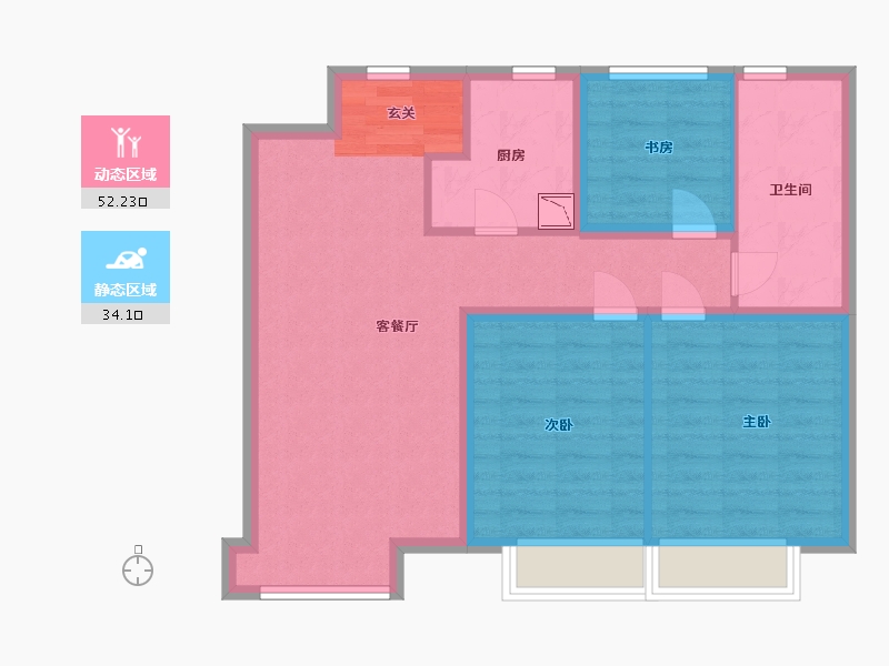 辽宁省-大连市-万科翡翠都会-76.80-户型库-动静分区