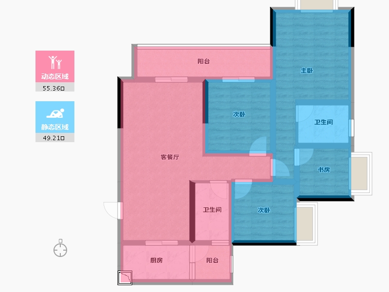 重庆-重庆市-龙湖春江天境-91.42-户型库-动静分区