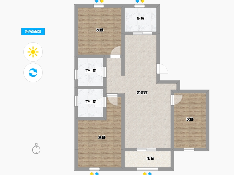 山西省-晋中市-紫光北区-87.36-户型库-采光通风