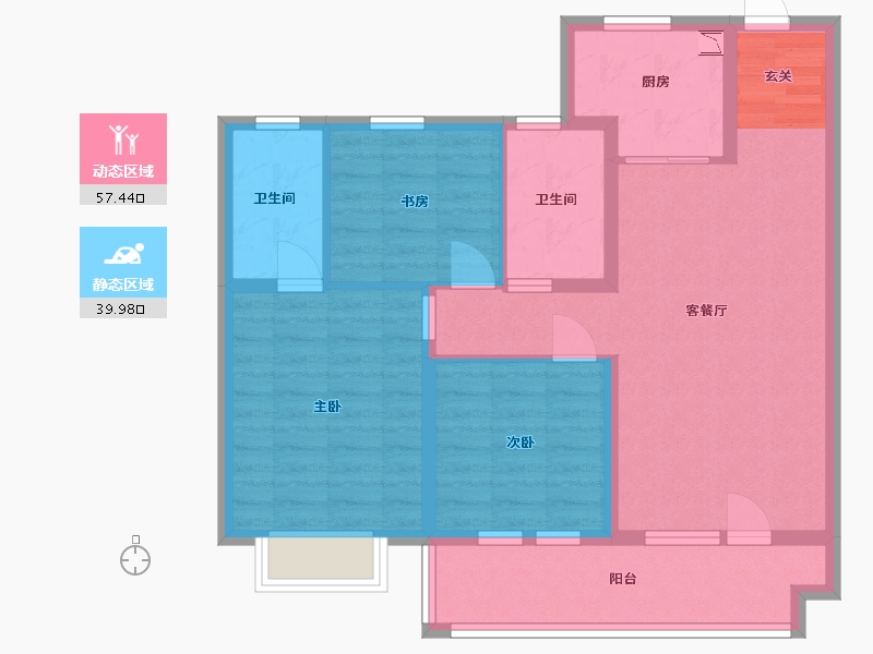 山东省-威海市-鑫都・观澜悦-86.41-户型库-动静分区