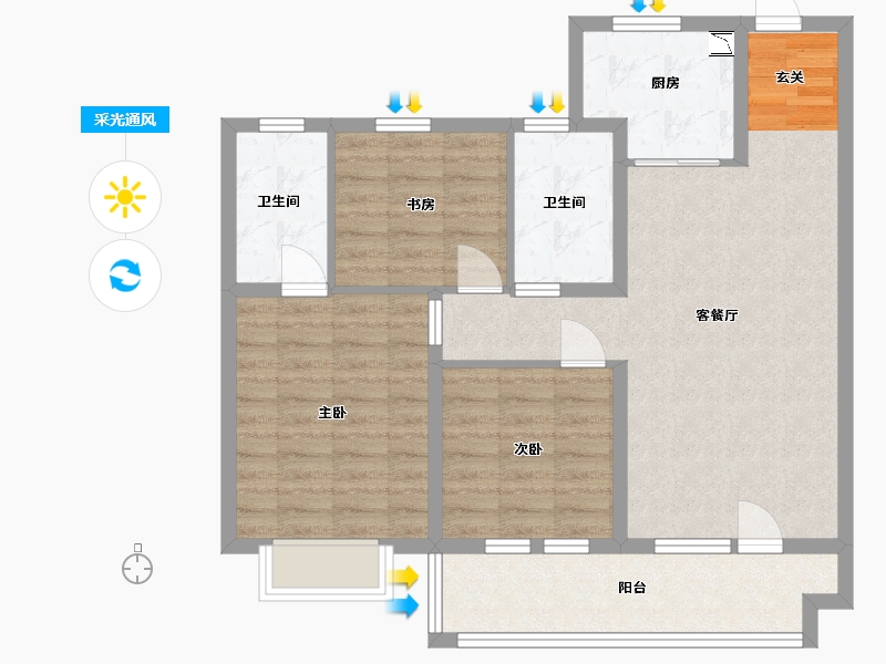 山东省-威海市-鑫都・观澜悦-86.41-户型库-采光通风