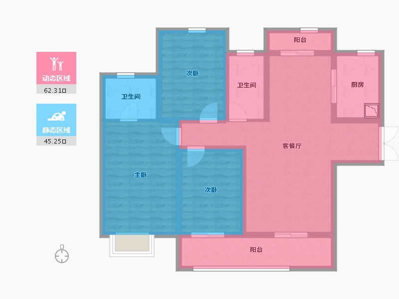 陕西省-西安市-御锦城-94.86-户型库-动静分区