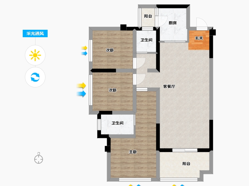 四川省-宜宾市-正黄・翡翠堂-81.71-户型库-采光通风