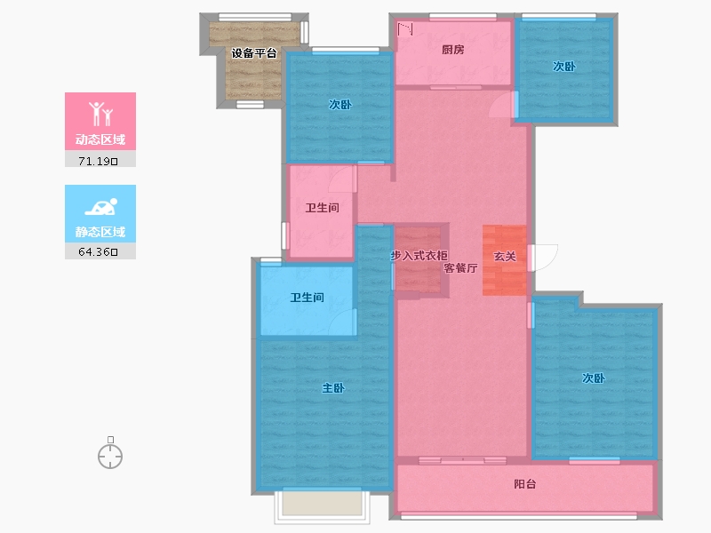 江苏省-南通市-滨江曙光之星-126.40-户型库-动静分区