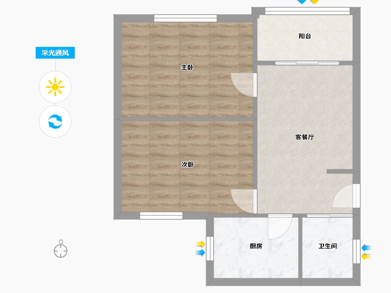 湖北省-武汉市-红光小区-55.44-户型库-采光通风