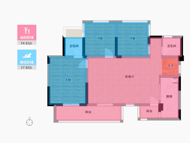 四川省-宜宾市-正黄・翡翠堂-83.37-户型库-动静分区