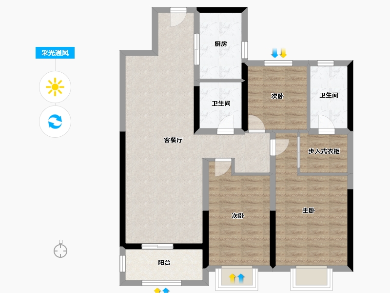 江苏省-无锡市-融创兰园-91.00-户型库-采光通风