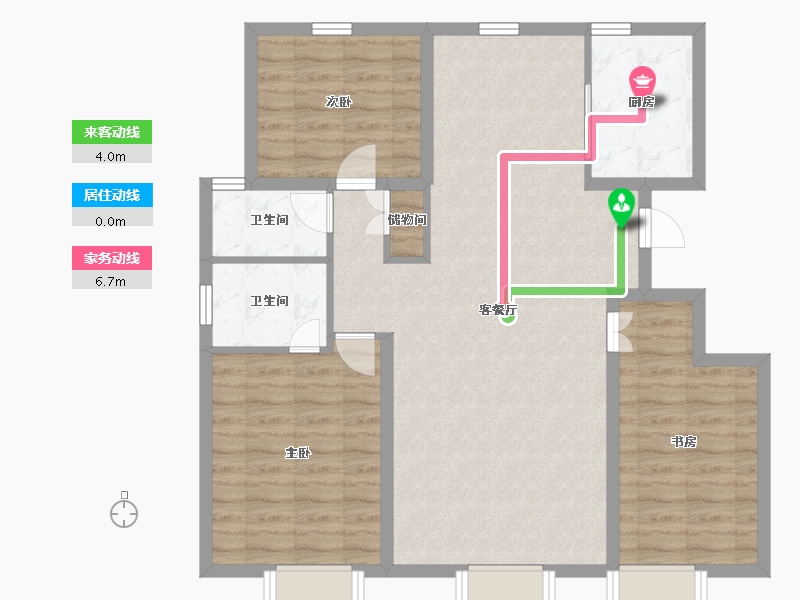 新疆维吾尔自治区-乌鲁木齐市-丝路环球港-95.73-户型库-动静线