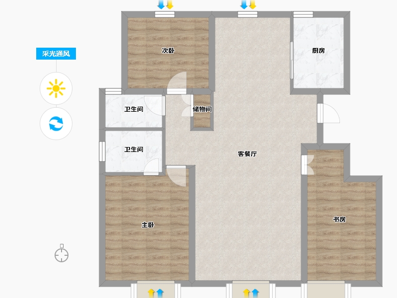 新疆维吾尔自治区-乌鲁木齐市-丝路环球港-95.73-户型库-采光通风