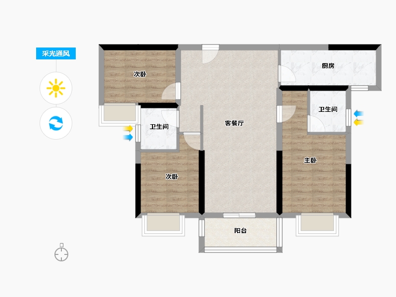 湖南省-郴州市-美的云熙府-79.00-户型库-采光通风