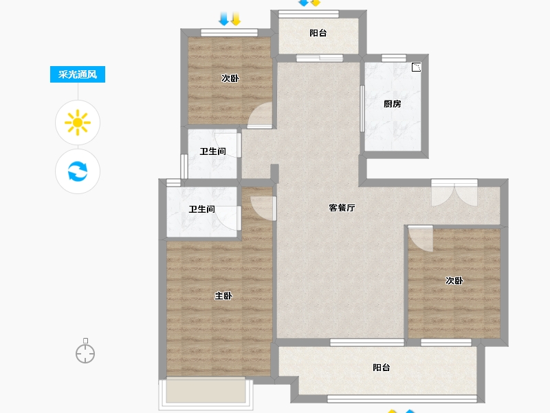 安徽省-滁州市-蓝城明光诚园-96.36-户型库-采光通风