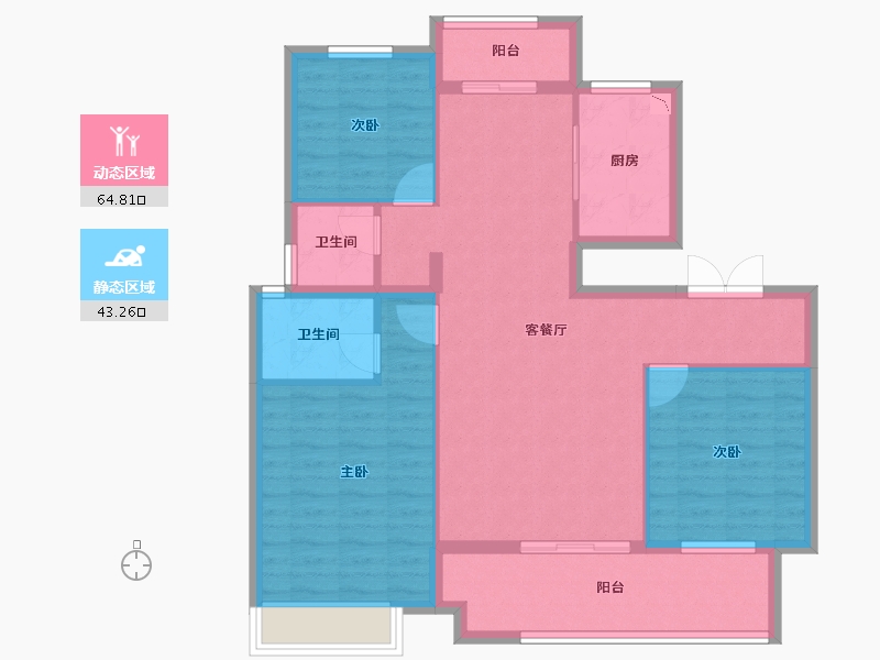 安徽省-滁州市-蓝城明光诚园-97.32-户型库-动静分区