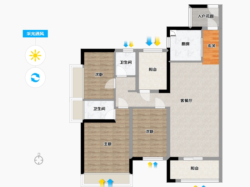 广东省-佛山市-新城�Z城-97.38-户型库-采光通风