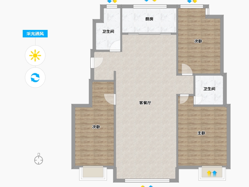 辽宁省-大连市-丽景春天-113.31-户型库-采光通风