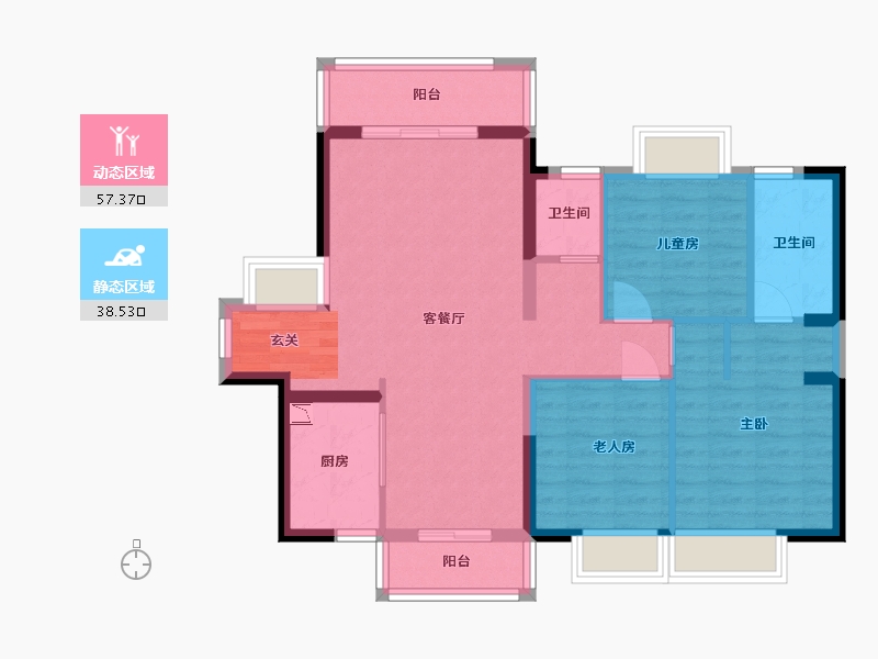 北京-北京市-海德・琥珀�_-85.52-户型库-动静分区