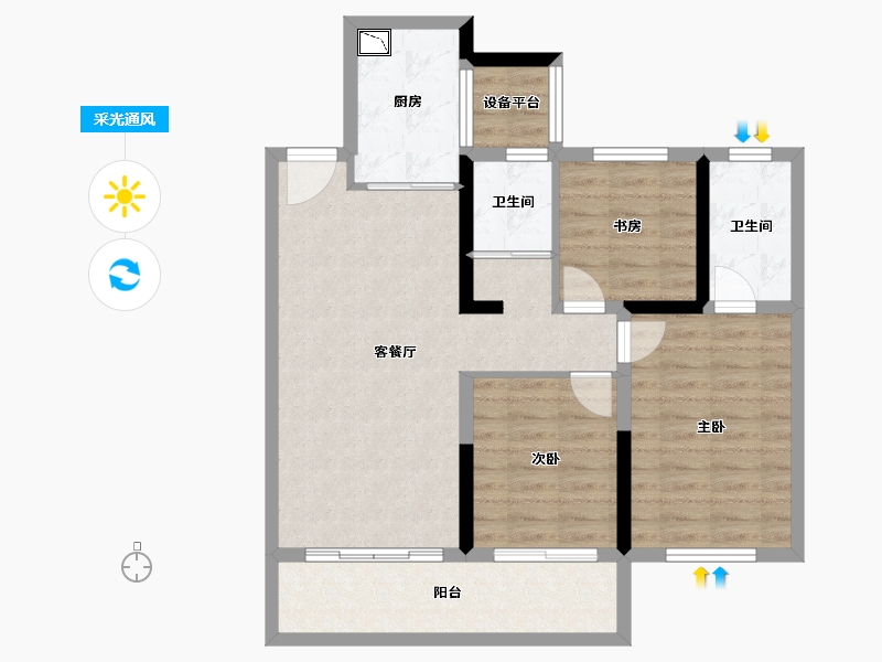 湖南省-长沙市-万境潇湘-84.29-户型库-采光通风